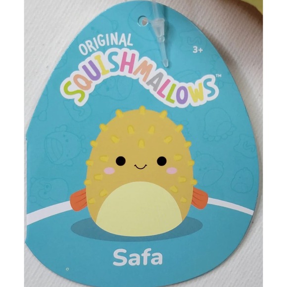 Squishmallow 11” Safa Puffer Fish Soft Gold Minky Polka Dotted Sea Plush - Picture 2 of 4